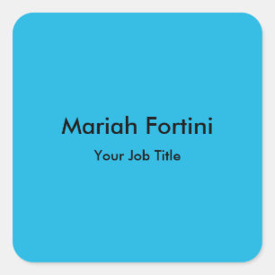 Adesivo Quadrado Simples e elegante Minimalista Seu Nome Azul