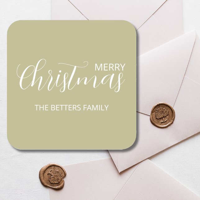 Adesivo Quadrado Simples e elegante sábio verde (Criador carregado)