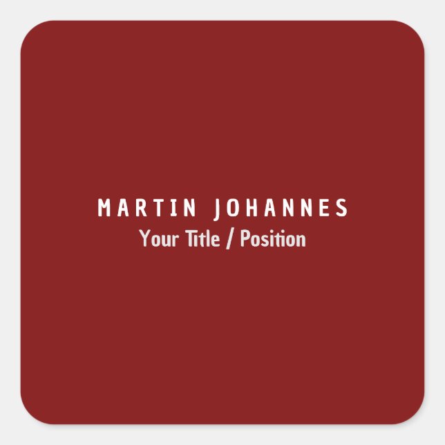 Adesivo Quadrado Simples e Moderno Vermelho Profundo Elegante (Frente)