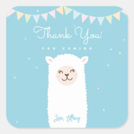 Adesivo Quadrado Simples Elegante Lama Alpaca Obrigado Por Vir