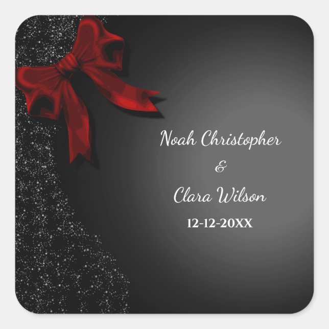 Adesivo Quadrado Simples Elegante Mínimo de Arco Vermelho Clássico (Frente)