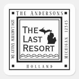 Adesivo Quadrado Simples endereço de devolução do Michigan