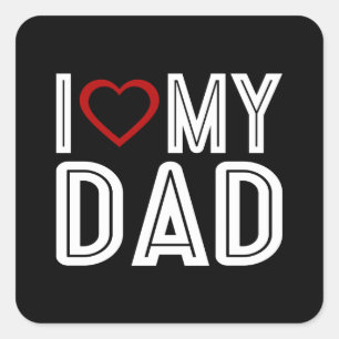 Adesivo Quadrado Simples Eu Coração Adoro Minha Tipografia Pai Ade