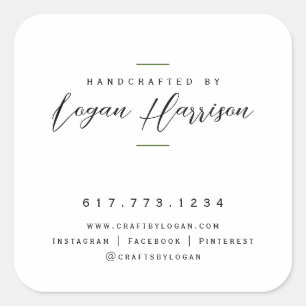 Adesivo Quadrado Simples Feito à Mão Personalizado