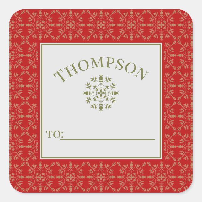 Adesivo Quadrado Simples Floco de Neve Verde Elegante Para (Frente)