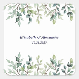 Adesivo Quadrado Simples folhas Bonito, ramos de casamento