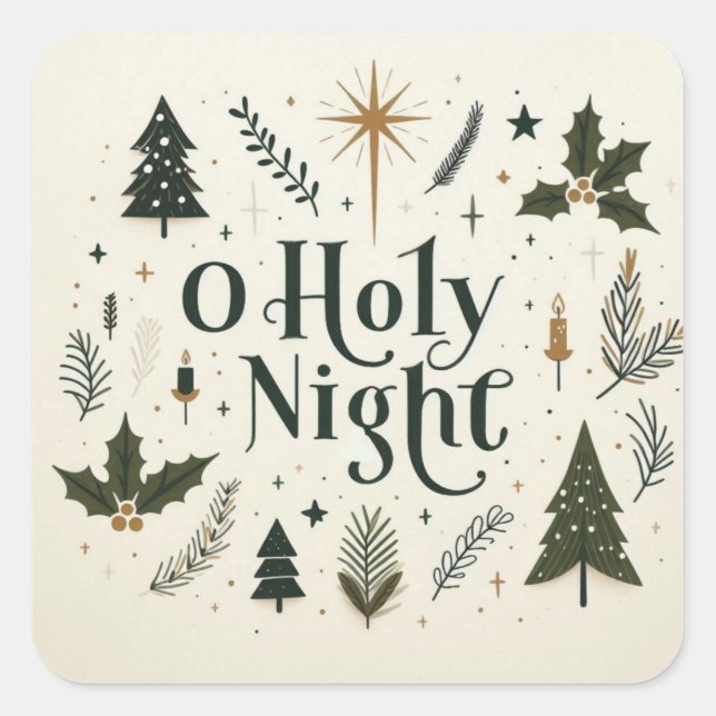 Adesivo Quadrado Simples Natal O Santa Noite (Frente)