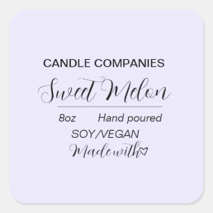 Adesivo Quadrado Simples Negócios de Velas Veganas de Soja