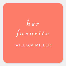 Adesivo Quadrado Simples Neon Flare Elegante com Casamento Monogram