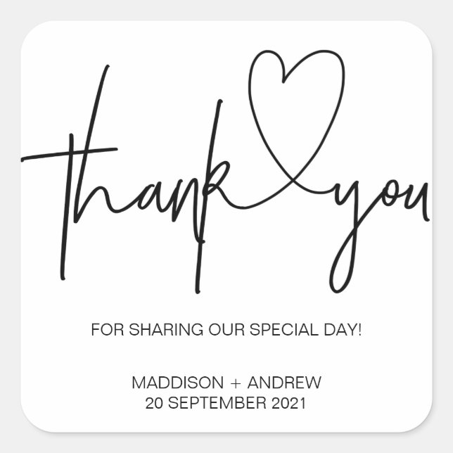 Adesivo Quadrado Simples Noivado De Casamento Obrigado Pelos Padrõe (Frente)