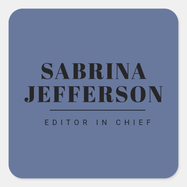 Adesivo Quadrado Simples plano Elegante preto azul simples (Frente)