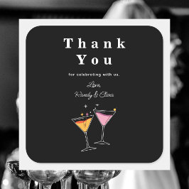 Adesivo Quadrado Simples preto e branco Elegante Obrigado