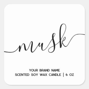 Adesivo Quadrado Simples rótulo branco mínimo de vela