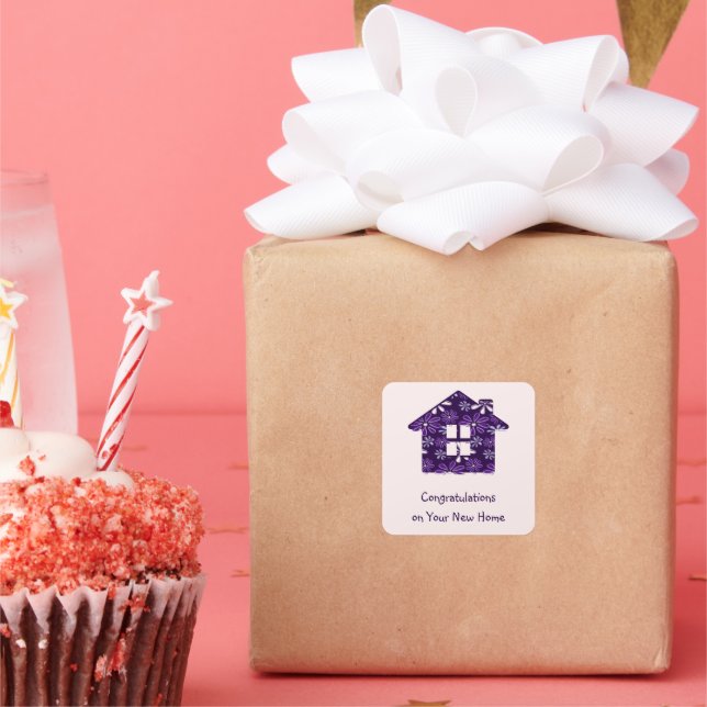 Adesivo Quadrado Simples roxo Blush Gradece em sua nova casa (Festa)
