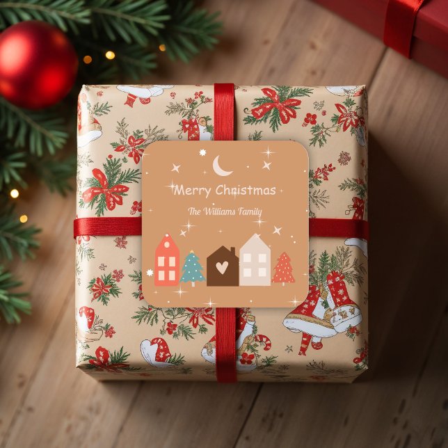 Adesivo Quadrado Simples Tone da Terra Feliz Natal (Criador carregado)