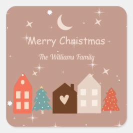 Adesivo Quadrado Simples Tone da Terra Feliz Natal