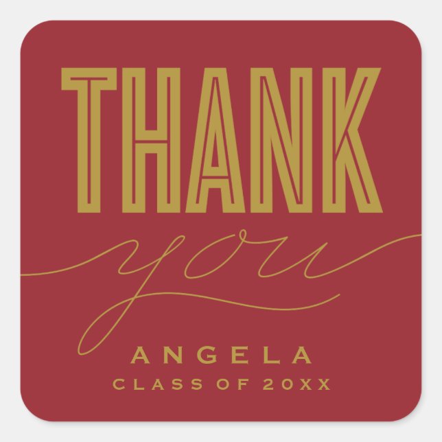 ADESIVO QUADRADO SIMPLESMENTE MODERNO NEGRITO OBRIGADO POR FORMANDO (Frente)