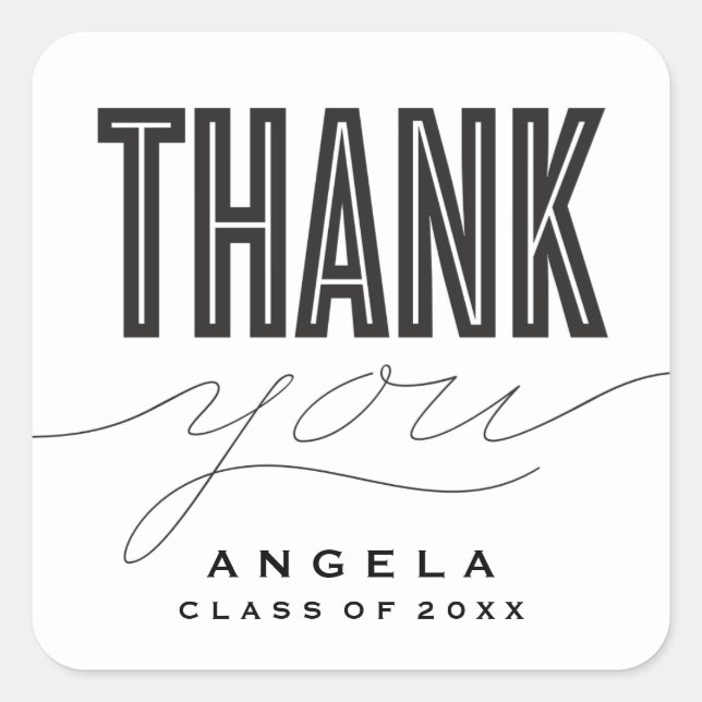 ADESIVO QUADRADO SIMPLESMENTE MODERNO NEGRITO OBRIGADO POR FORMANDO (Frente)