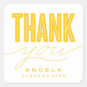 ADESIVO QUADRADO SIMPLESMENTE MODERNO NEGRITO OBRIGADO POR FORMANDO