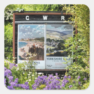 ADESIVO QUADRADO SINAIS DE ESTAÇÃO DO COMBOIO DE VINTAGEM