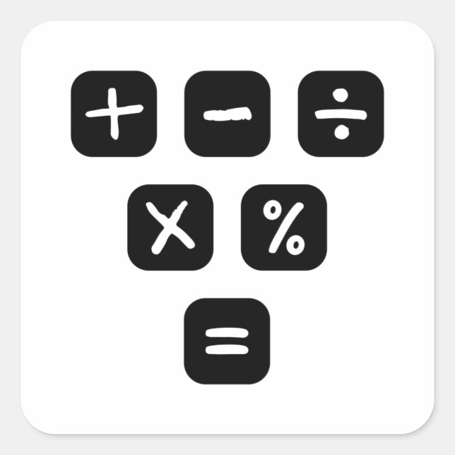 Adesivo Quadrado Sinais matemáticos dos símbolos matemáticos (Frente)