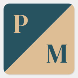 Adesivo Quadrado Sinais personalizados de contraste Dourado e azul