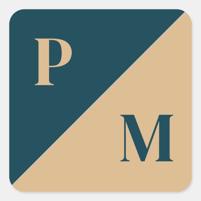 Adesivo Quadrado Sinais personalizados de contraste Dourado e azul (Frente)