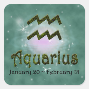 Adesivo Quadrado Sinal Astrológico Zodíaco de Cor Aquário Escolhido
