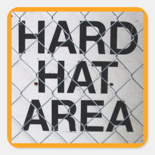 Adesivo Quadrado Sinal da área do capacete de segurança sob a cer