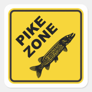 Adesivo Quadrado Sinal da Zona de Pesca Pike