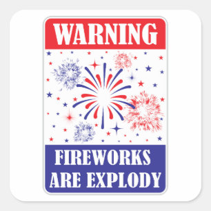 Adesivo Quadrado Sinal de Alerta de Fogos de Artifício