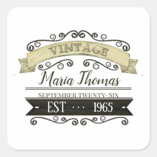 Adesivo Quadrado Sinal de Aniversário Russo Antiquado Vintage