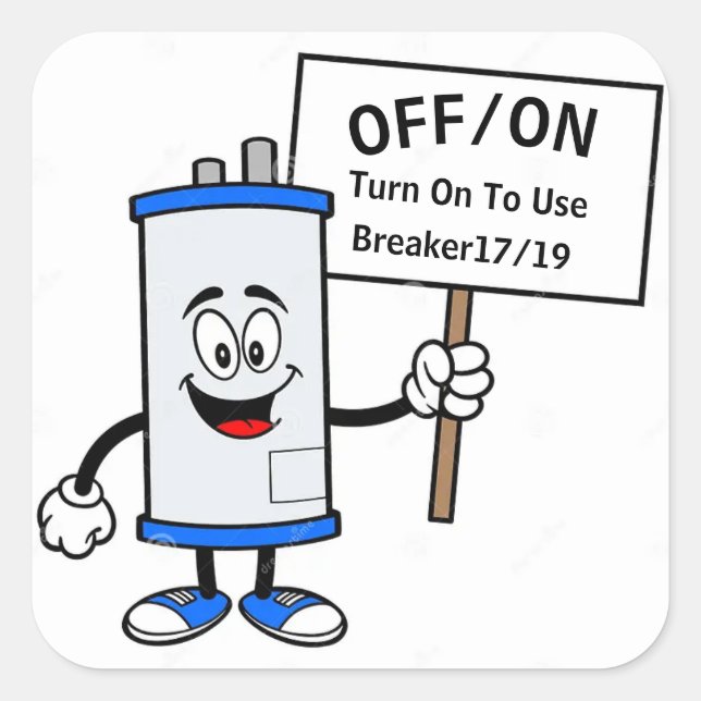 Adesivo Quadrado Sinal de aquecimento de água quente (Frente)