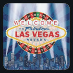 Adesivo Quadrado Sinal de Boas-vindas da Las Vegas<br><div class="desc">Para qualquer evento/ocasião em Las Vegas fabulosa! Adicione texto personalizado em cor branca na parte inferior (recomendado) para atender às suas necessidades.</div>