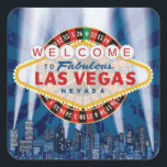 Adesivo Quadrado Sinal de Boas-vindas da Las Vegas<br><div class="desc">Para qualquer evento/ocasião em Las Vegas fabulosa! Adicione texto personalizado em cor branca na parte inferior (recomendado) para atender às suas necessidades.</div>