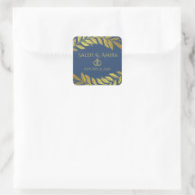 Sinal de Casamento Azul e Dourado Elegante