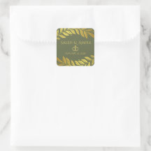 Sinal de Casamento Elegante em Dourado e Verde