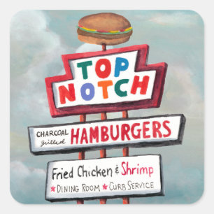 Adesivo Quadrado Sinal de Comida Rápida