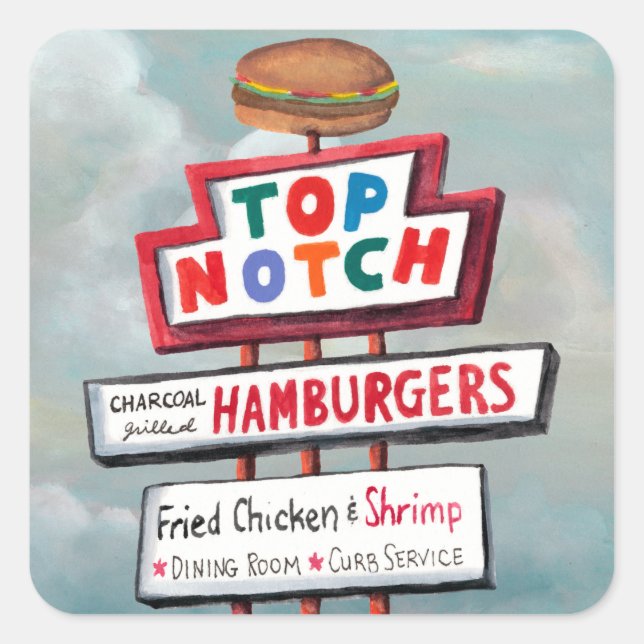 Adesivo Quadrado Sinal de Comida Rápida (Frente)