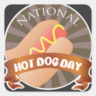Adesivo Quadrado Sinal de Dia Nacional do Cachorro Quente