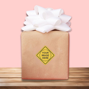 Adesivo Quadrado Sinal de Diamante de Aviso Personalizado