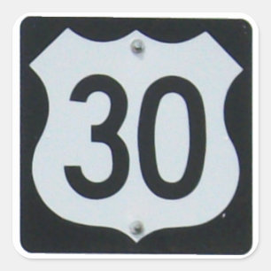 Adesivo Quadrado Sinal de estrada da estrada 30 dos E.U.