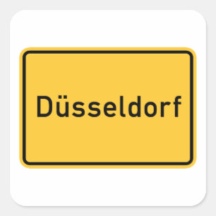 Adesivo Quadrado Sinal de estrada de Dusseldorf, Alemanha