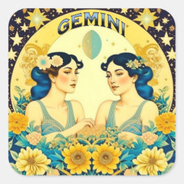 Adesivo Quadrado Sinal de Horoscópio Gemini Twins Celestial