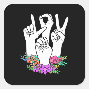 Adesivo Quadrado Sinal de Mão do Professor ASL