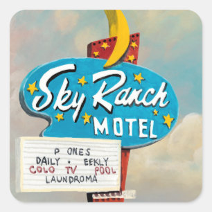 Adesivo Quadrado Sinal de Motel Sky Ranch