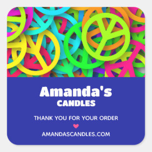 Adesivo Quadrado Sinal de Paz - Groovy Sessenta Vezes Vibe Negócios