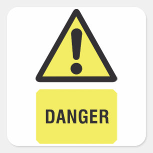Adesivo Quadrado Sinal de perigo amarelo