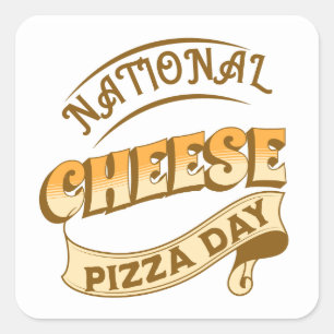 Adesivo Quadrado Sinal de pizza nacional de queijo