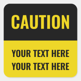 Adesivo Quadrado Sinal de precaução personalizado amarelo preto